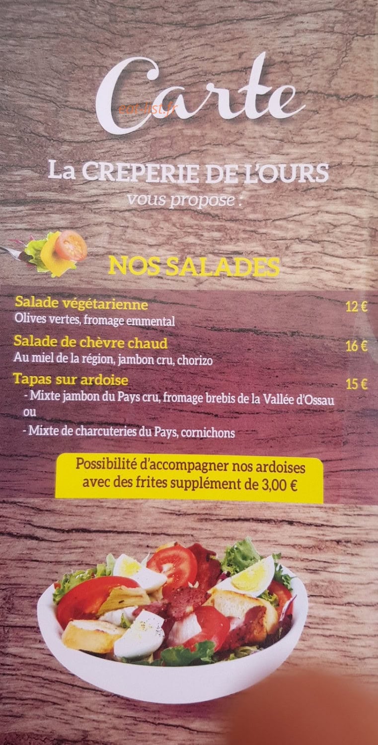 Creperie de l'ours — carte page 1