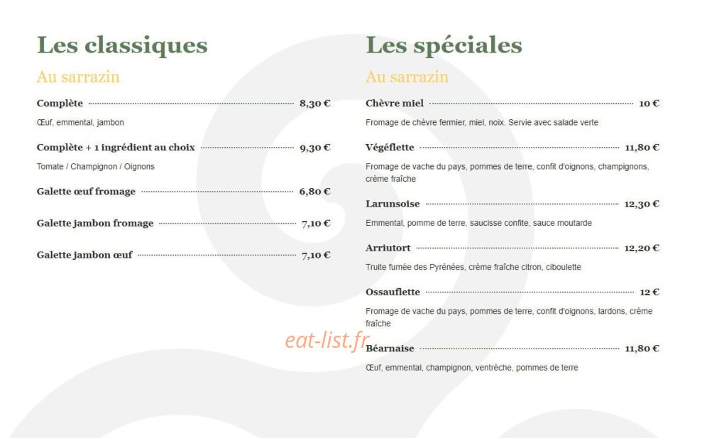 Crêperie Le Montagnon — carte page 3