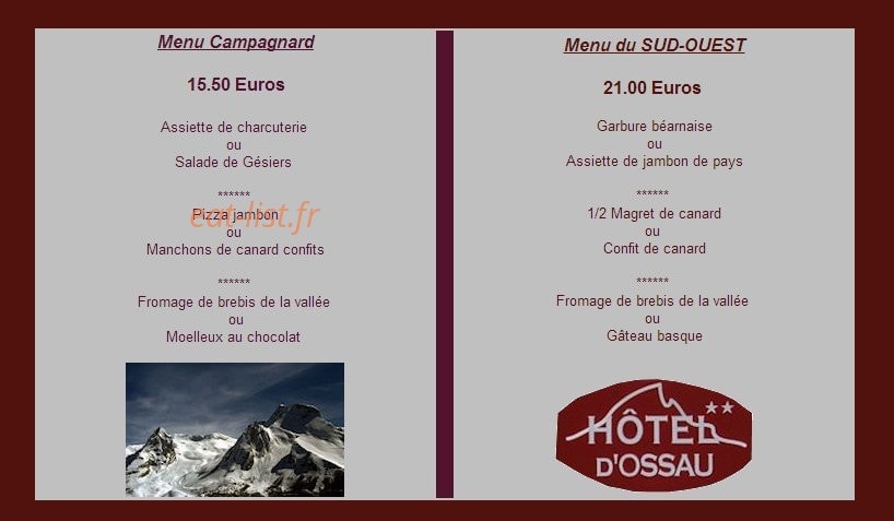 Hotel d' Ossau — carte page 1