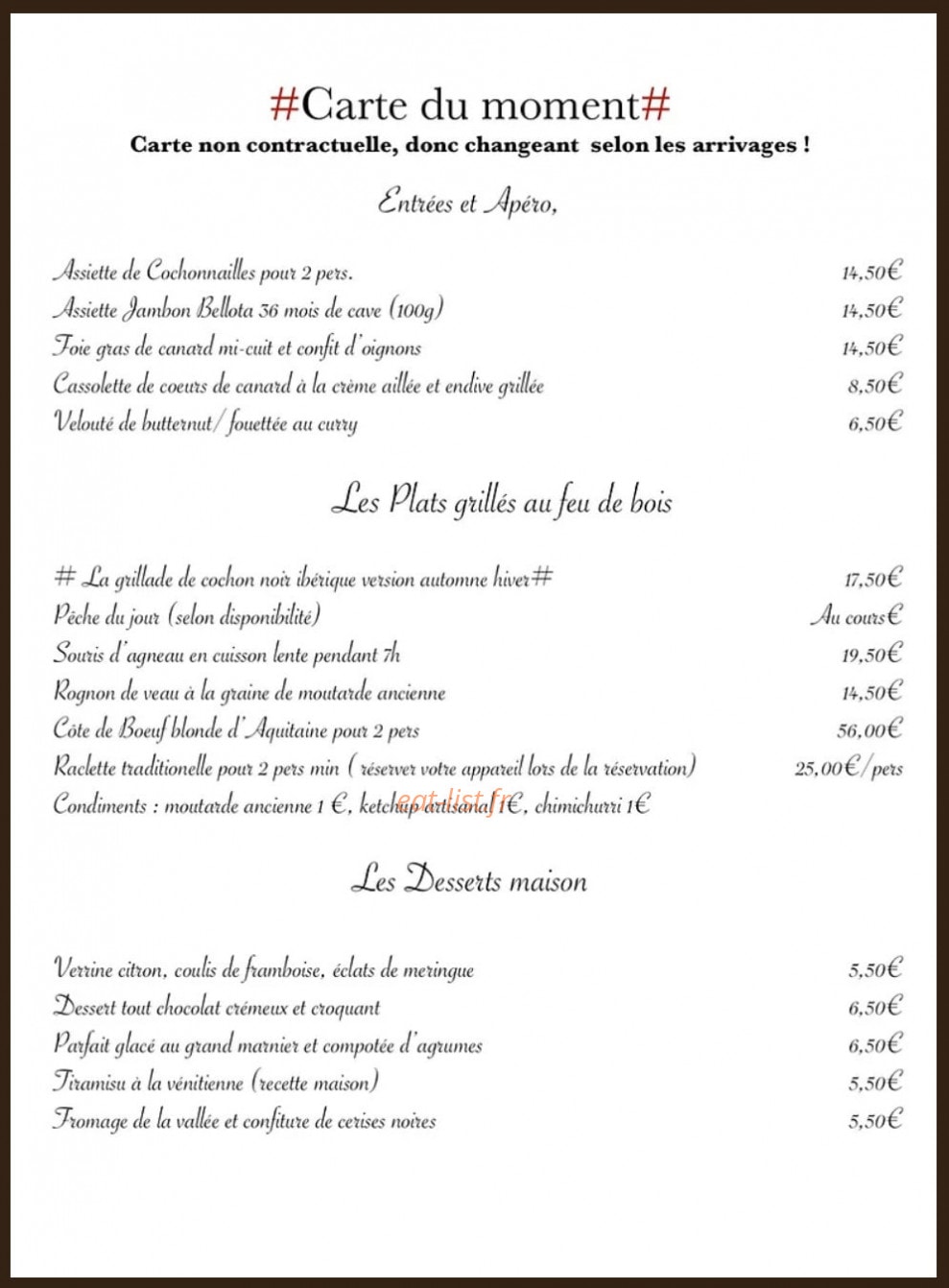 L'Escapade — carte page 1