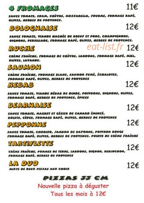 Magic Pizza — carte page 2