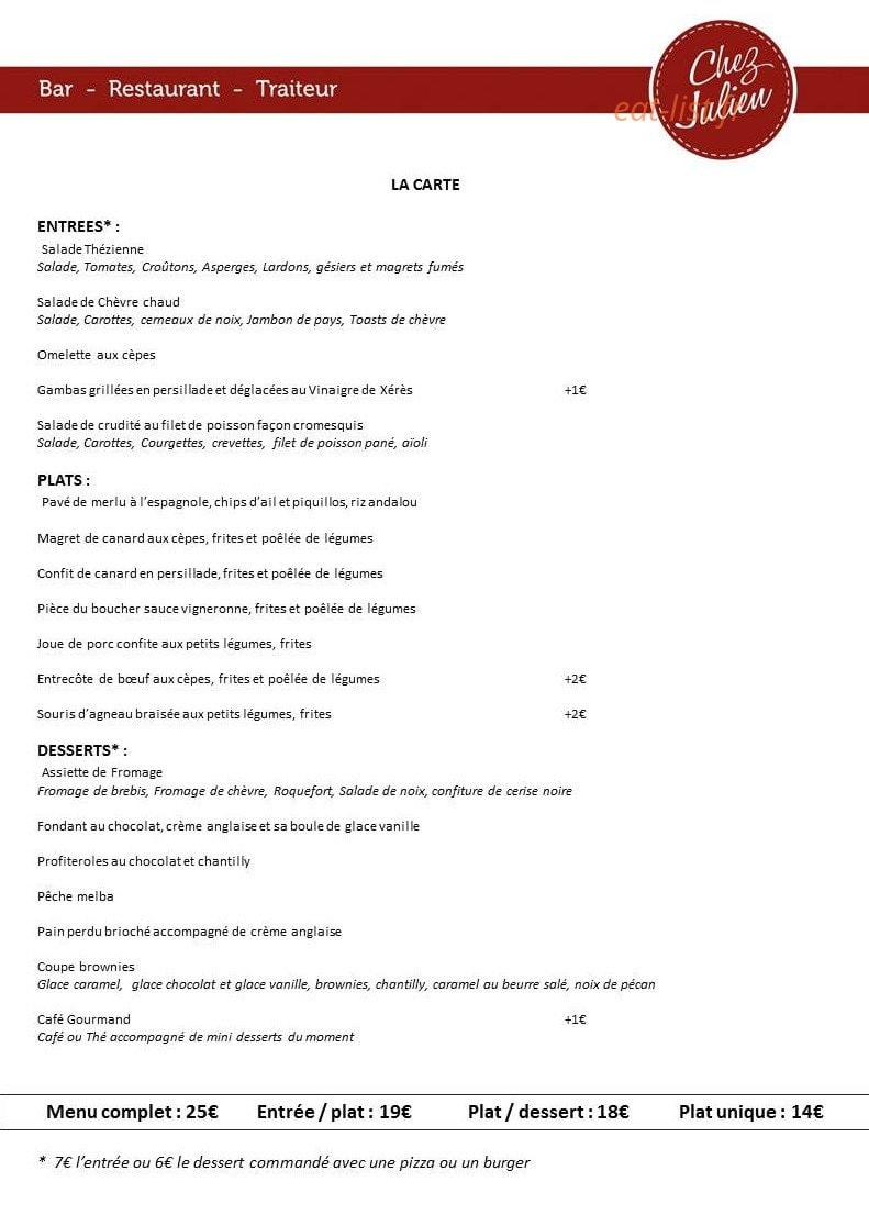 Chez Julien — carte page 1