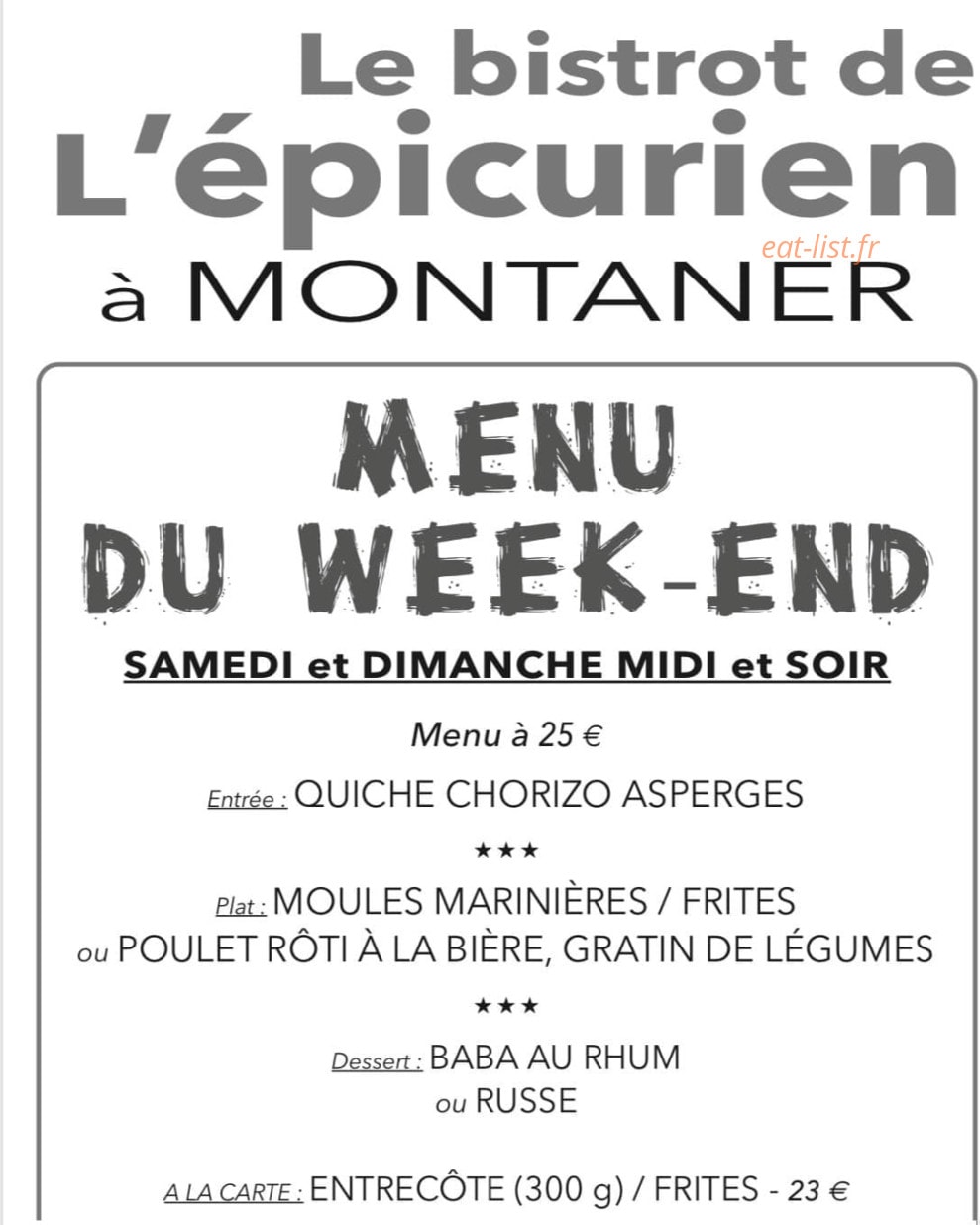 Le Bistrot de l’Épicurien — carte page 1
