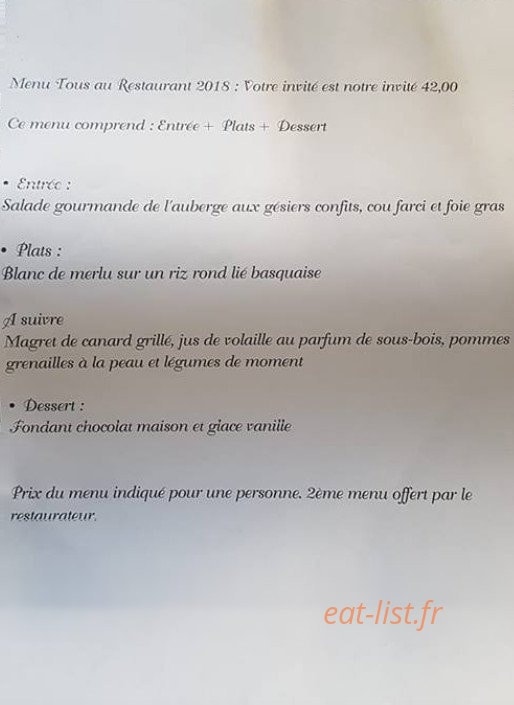 La petite auberge — carte page 1