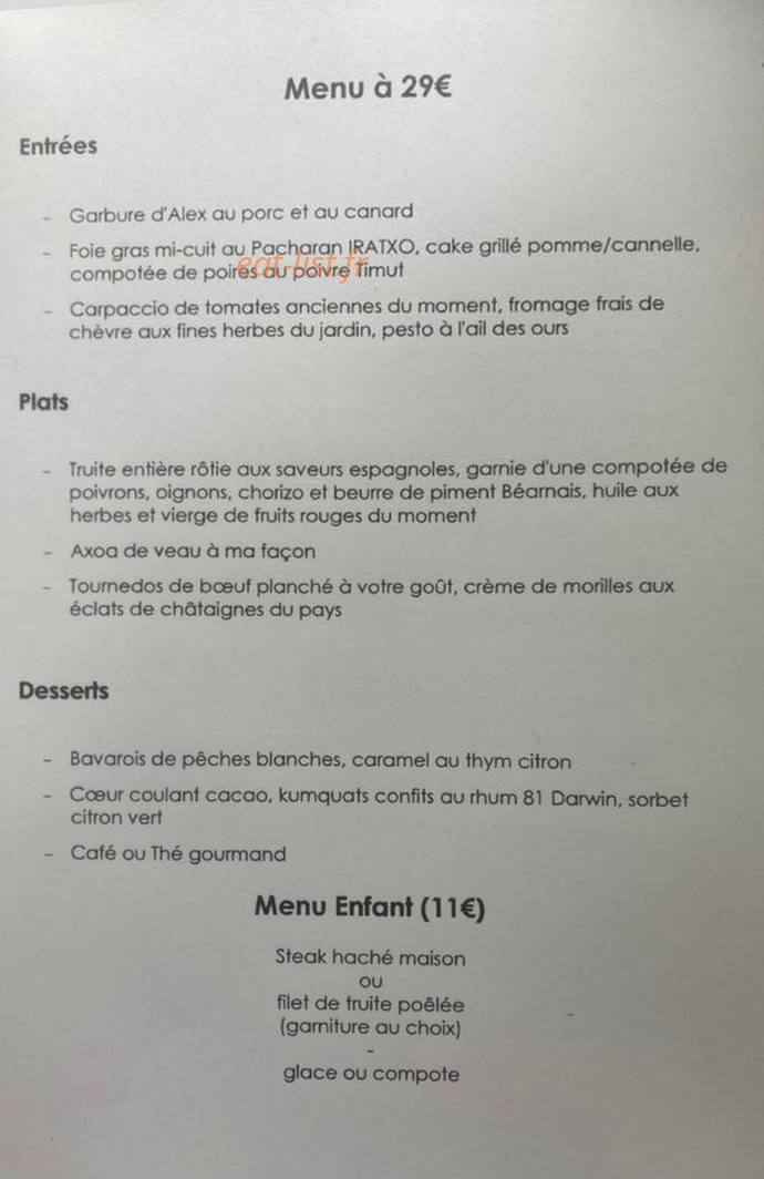 Auberge des Isards — carte page 3