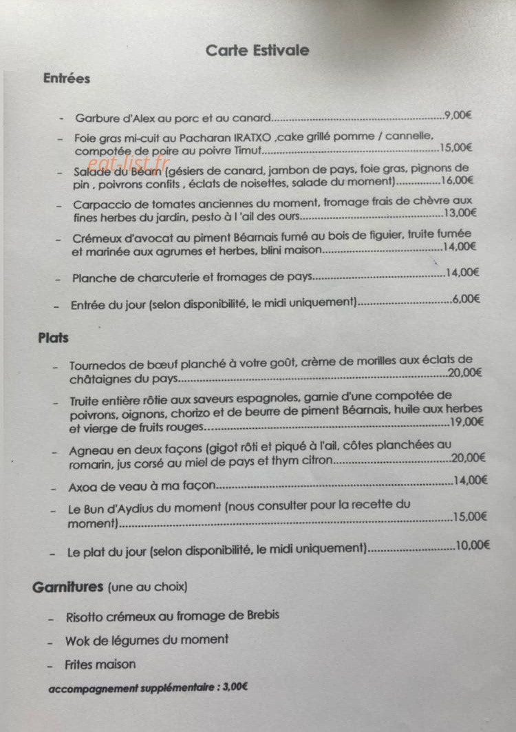 Auberge des Isards — carte page 2