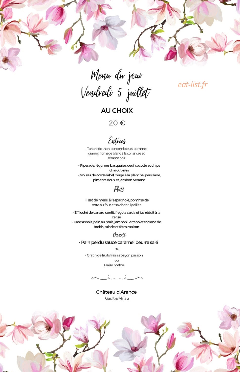 Au Château d'Arance — carte page 1