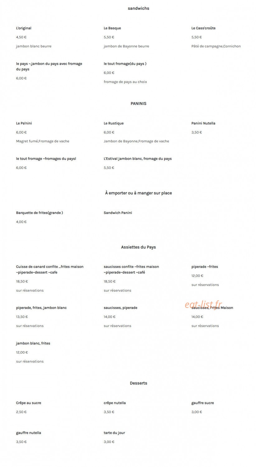 Le Cabanon de Sophie — carte page 1