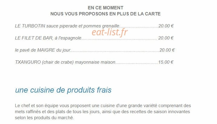Chez Margot — carte page 1