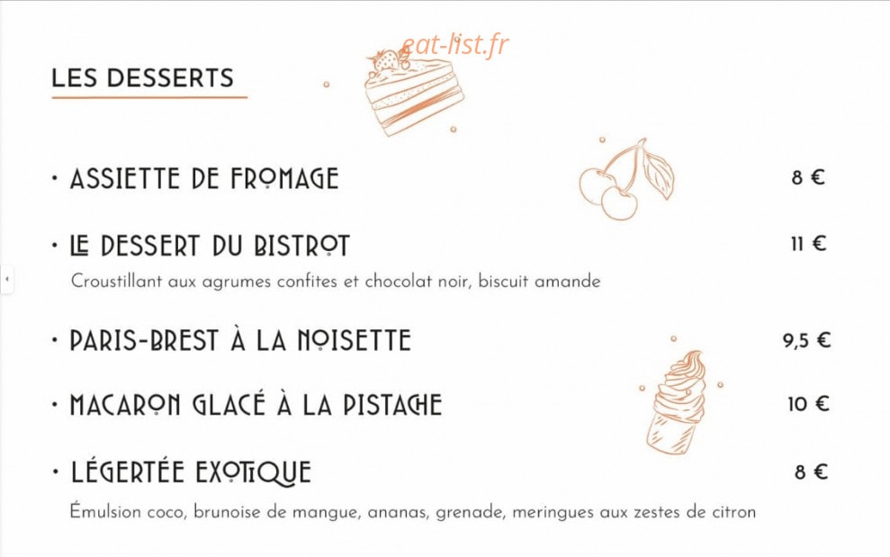 Bistrot de la Place — carte page 2