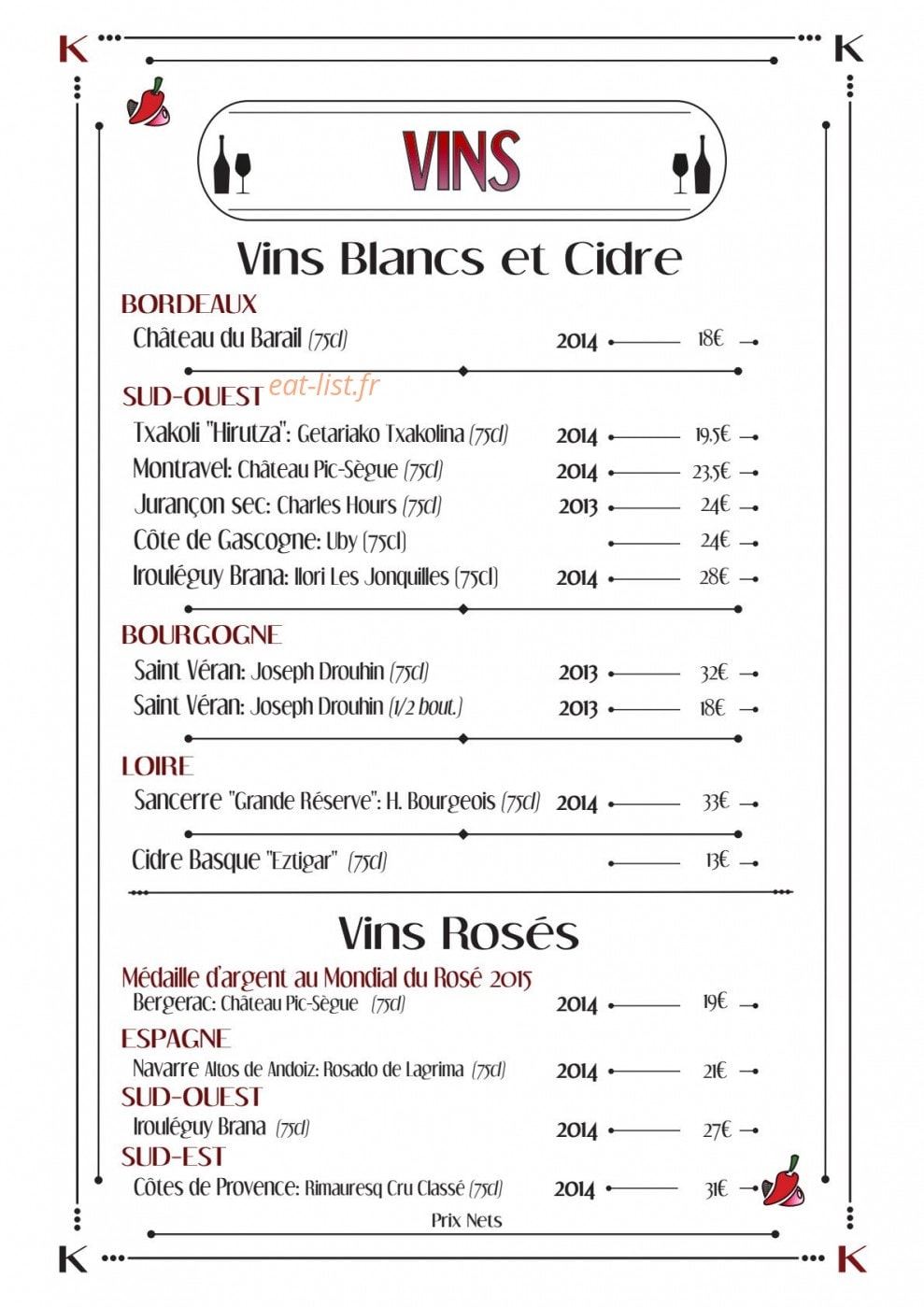 Chez Kako — carte page 8