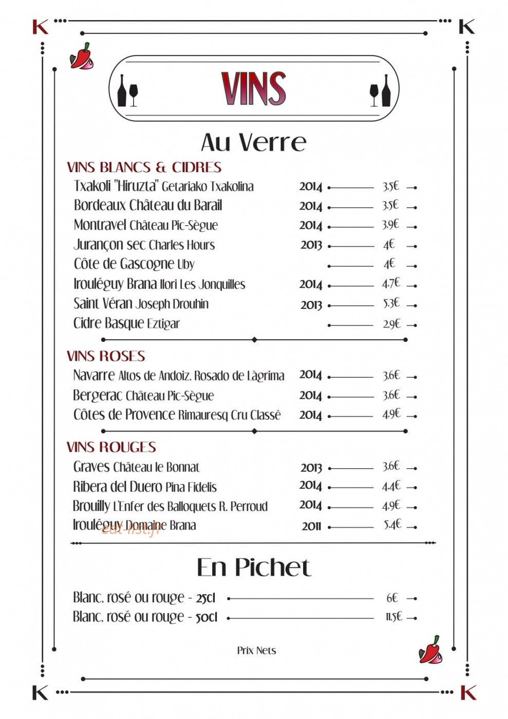 Chez Kako — carte page 7
