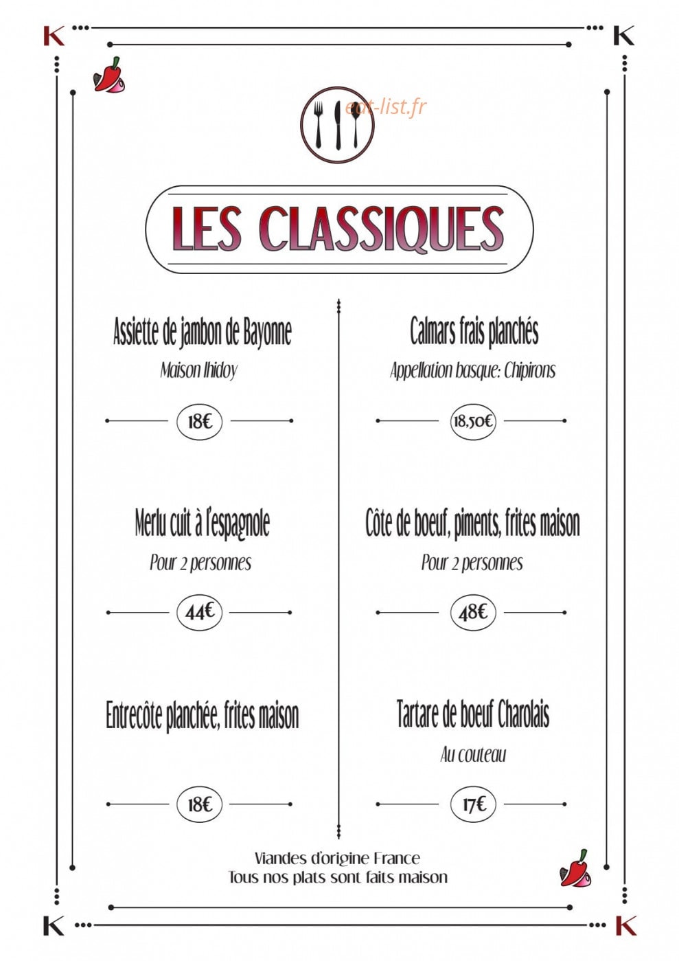 Chez Kako — carte page 2