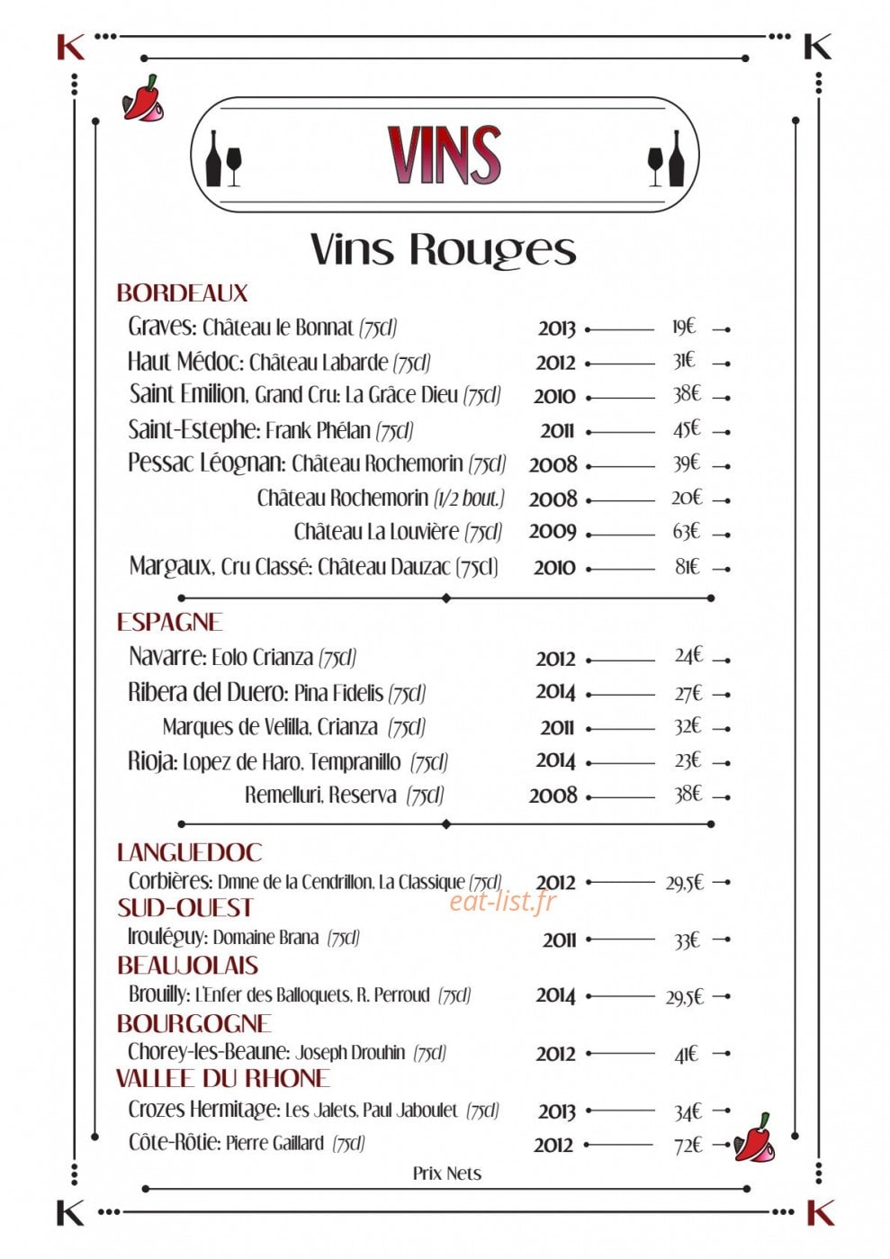 Chez Kako — carte page 9