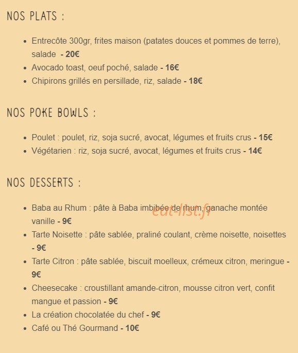 Cosy West — carte page 2