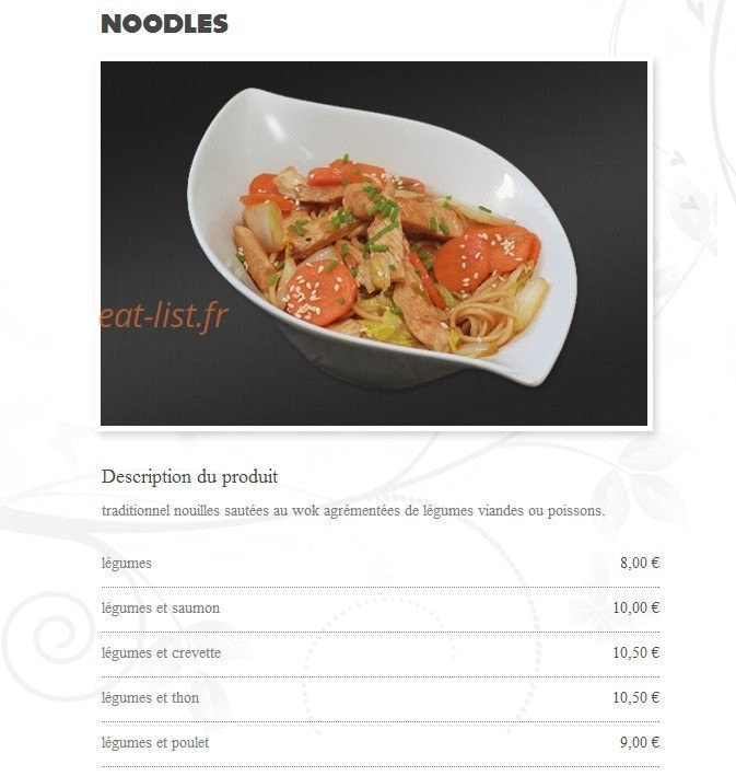 Carte et menu de Hoso sushi à Saint Jean de Luz — Les noodles