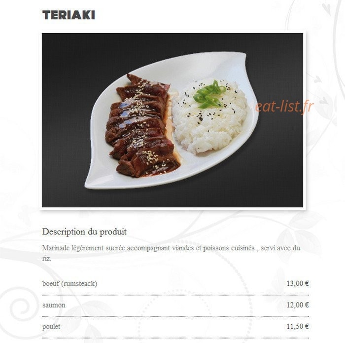 Carte et menu de Hoso sushi à Saint Jean de Luz — Les teriakis