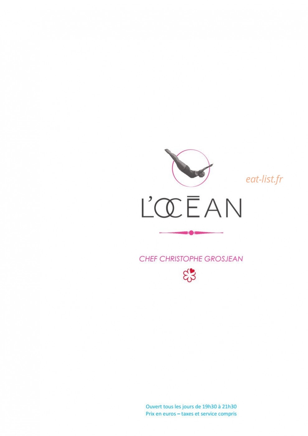Carte et menu L'Océan Saint Jean de Luz