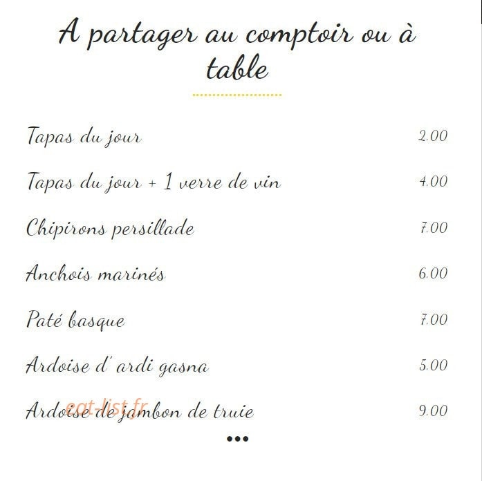 Carte et menu de La Cidrerie Luzienne à Saint Jean de Luz — A partager