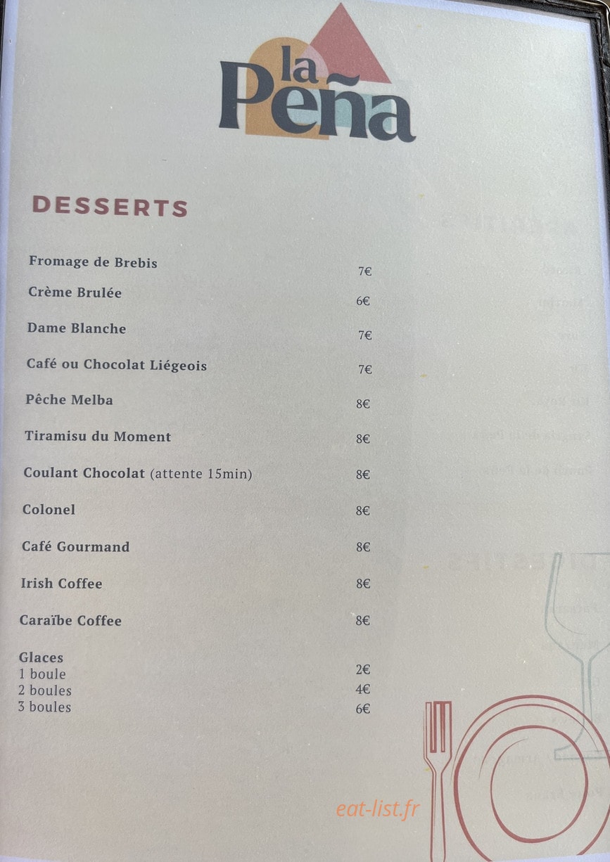 La Peña Bodega — carte page 2