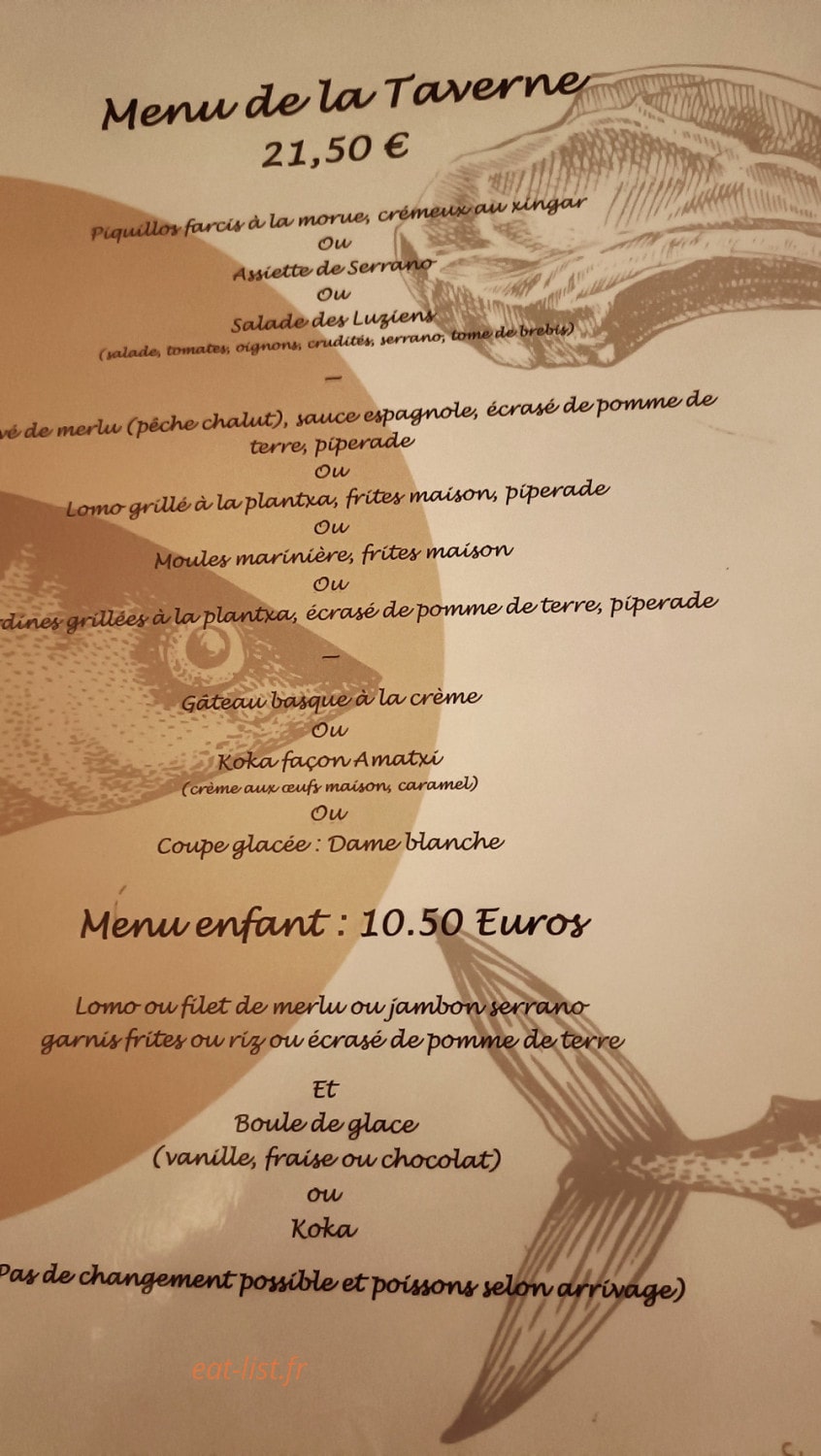 La Taverne Basque — carte page 1