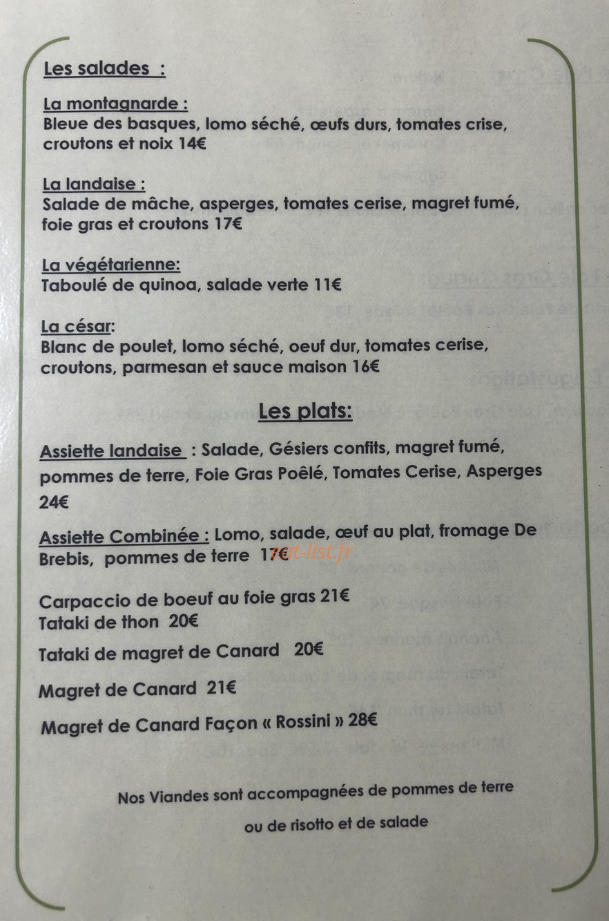 Le Bar à Foie Gras — carte page 1