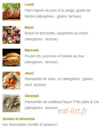 P'tits Plats 64 — carte page 1