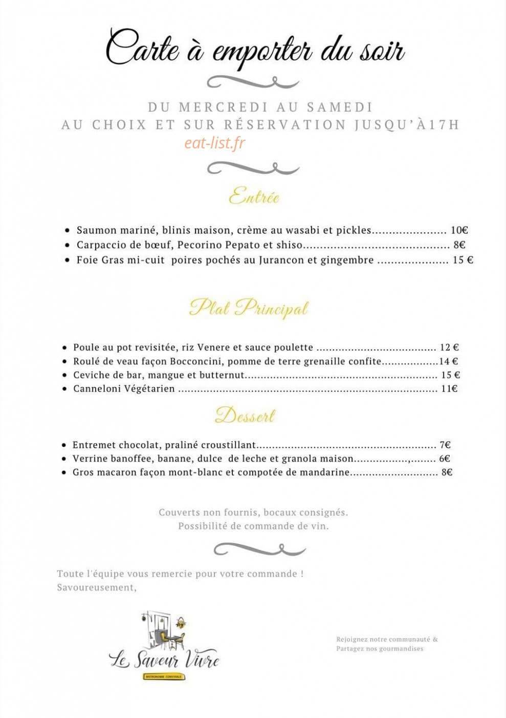 Le Saveur Vivre — carte page 2