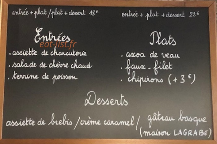 Brasserie Xarnegu — carte page 1