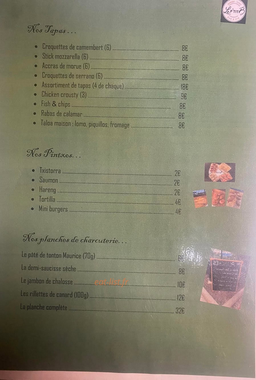 Le P'tit B — carte page 1