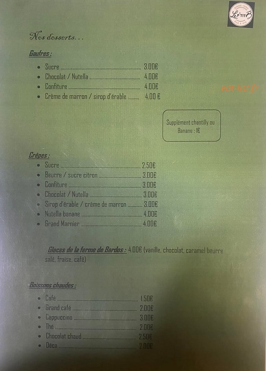 Le P'tit B — carte page 2