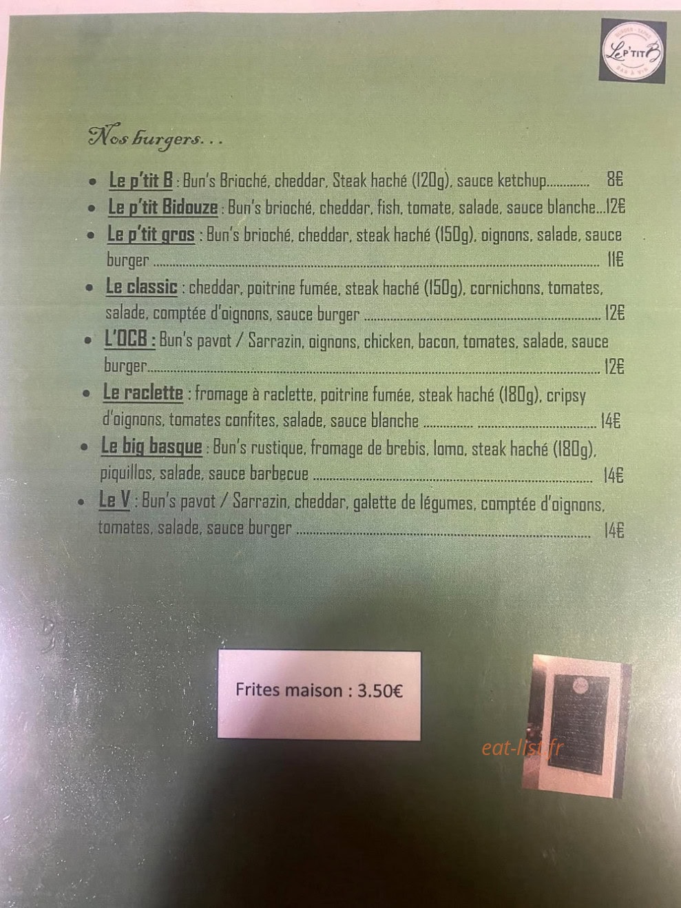 Le P'tit B — carte page 3