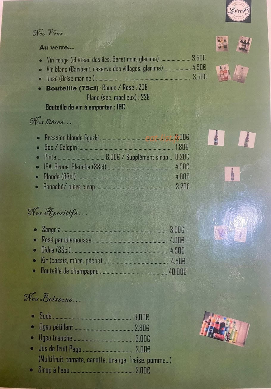 Le P'tit B — carte page 4