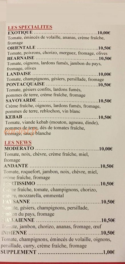 Past'a Pizza — carte page 2