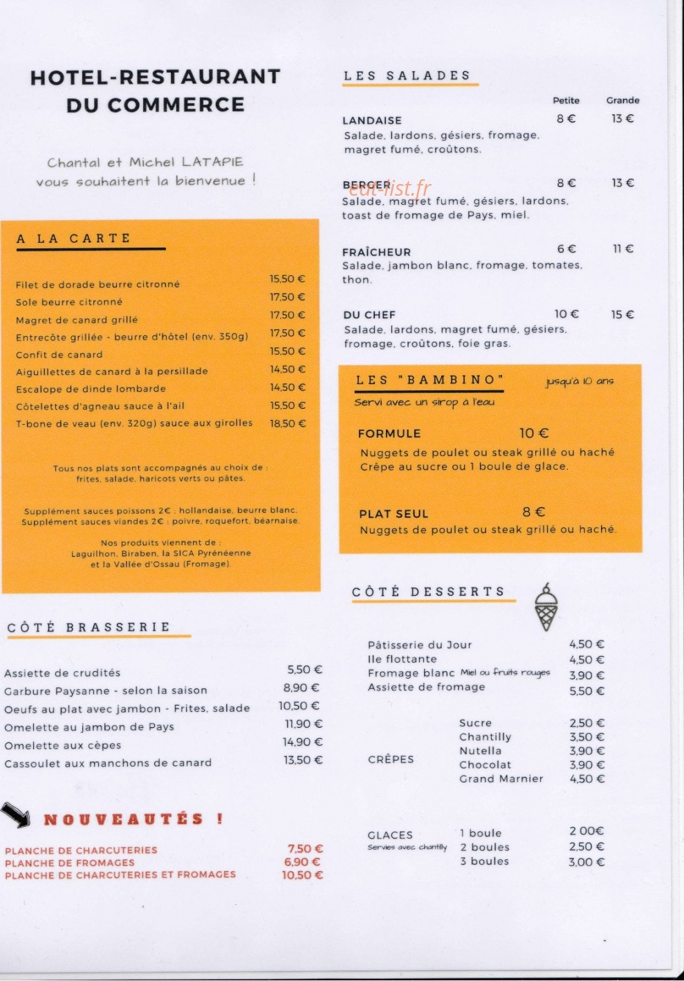 Restaurant du Commerce — carte page 2