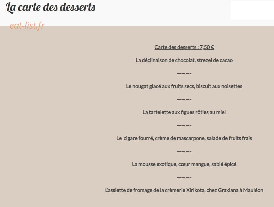 Restaurant Etchemaïté — carte page 4