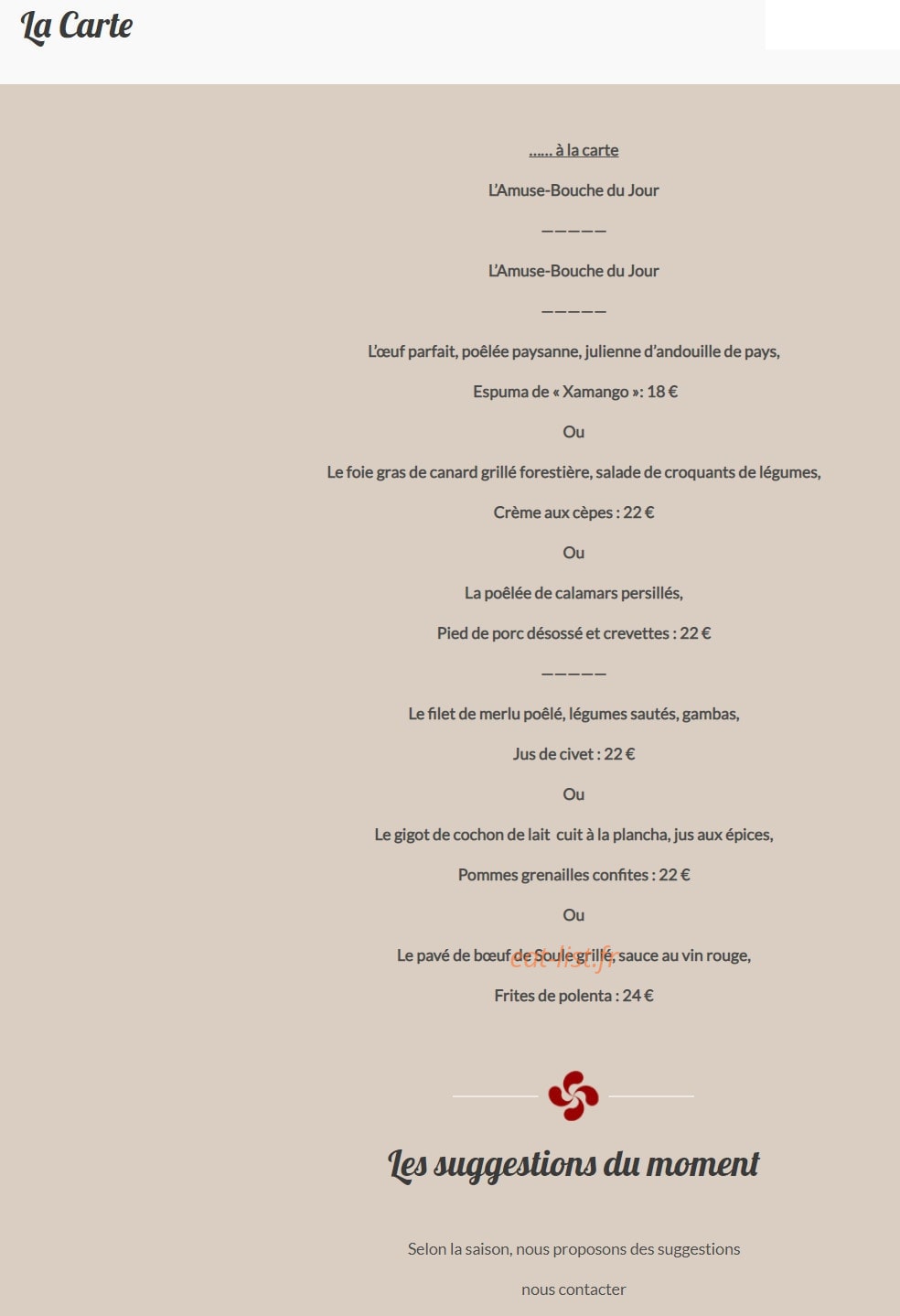 Restaurant Etchemaïté — carte page 3