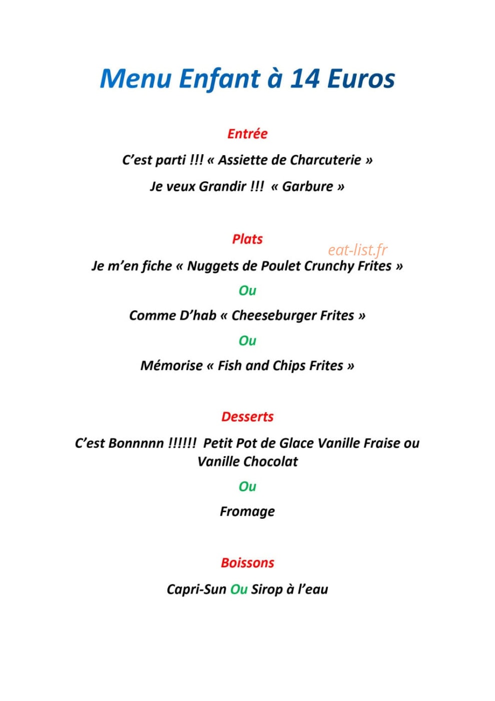 Au Family's — carte page 4