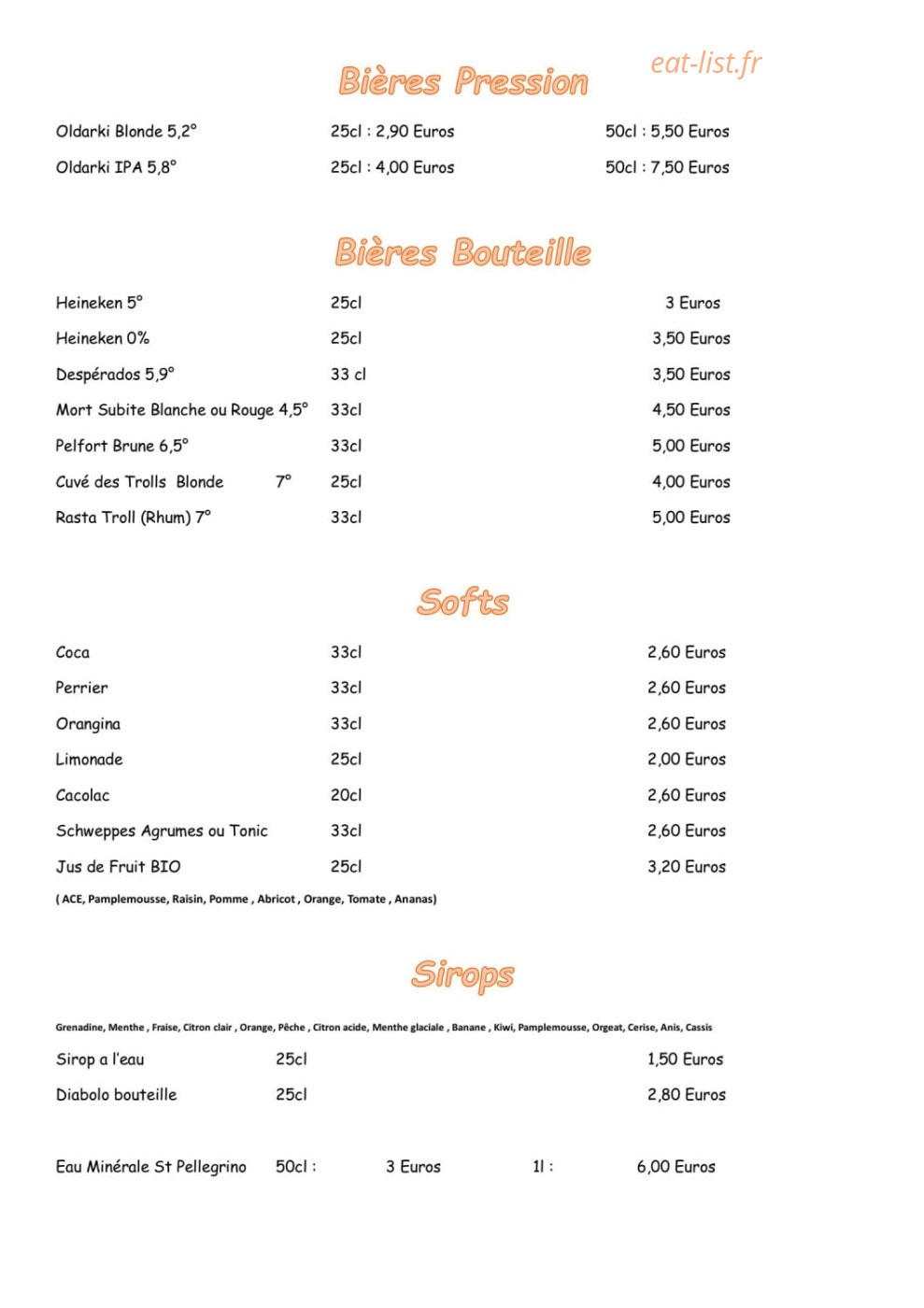 Au Family's — carte page 6