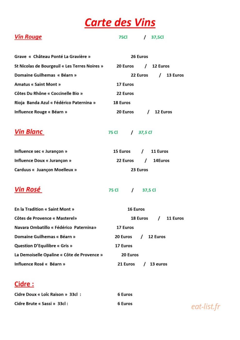 Au Family's — carte page 8