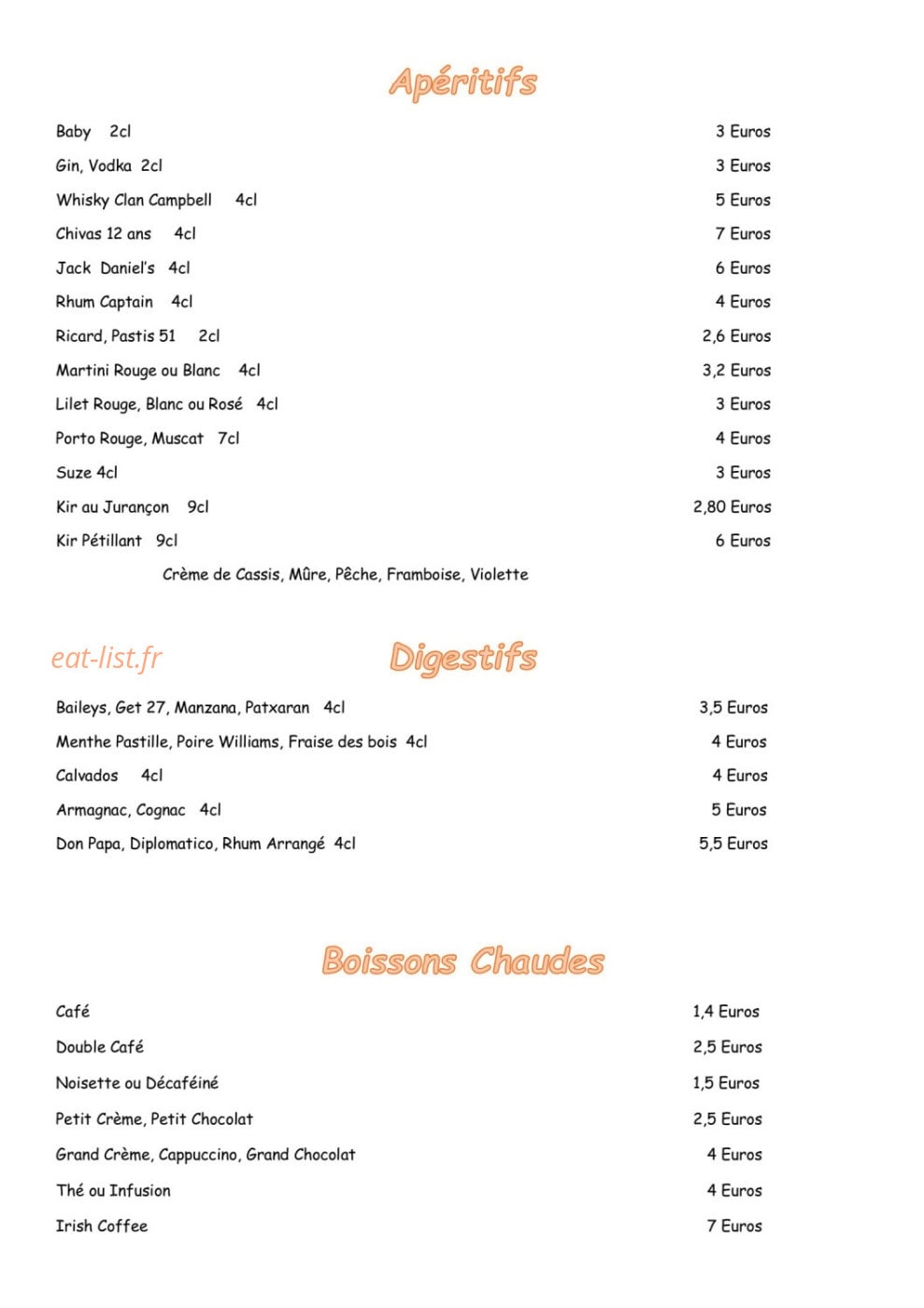 Au Family's — carte page 5