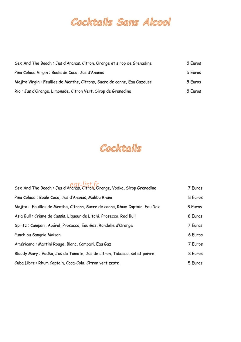 Au Family's — carte page 7