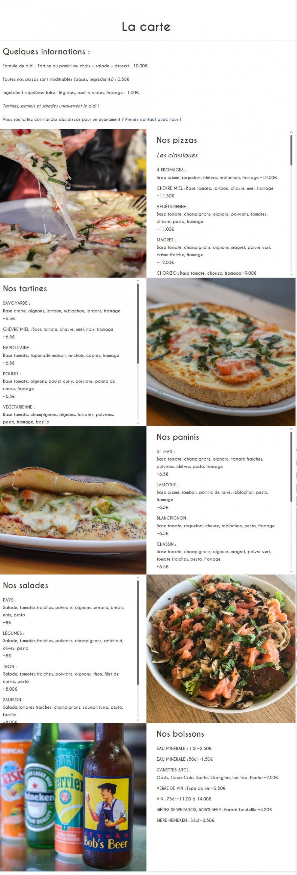 Angelu Pizza — carte page 1