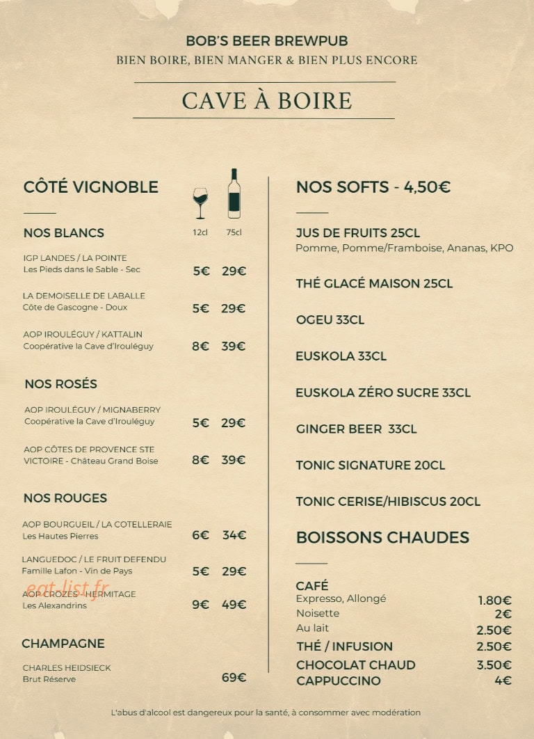Bob's Beer Brewpub — carte page 2