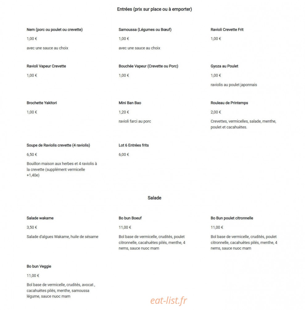 Chef Aji — carte page 1