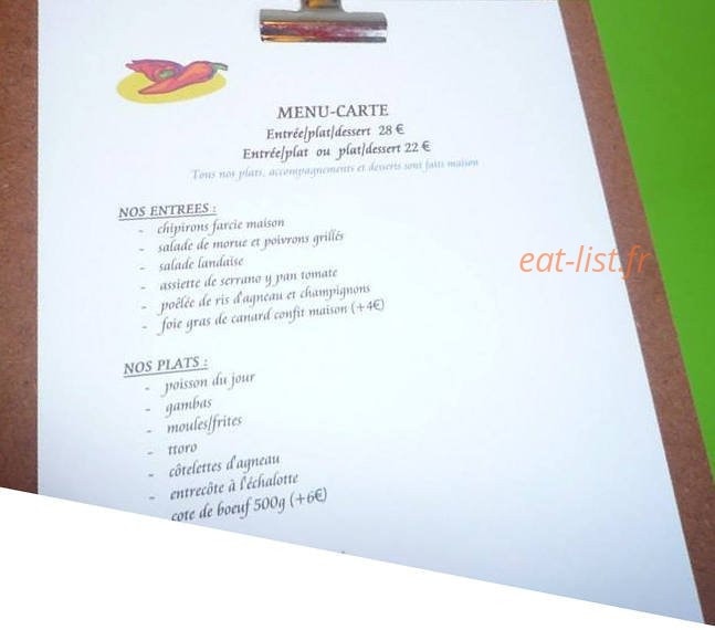 Chez Beñat — carte page 1