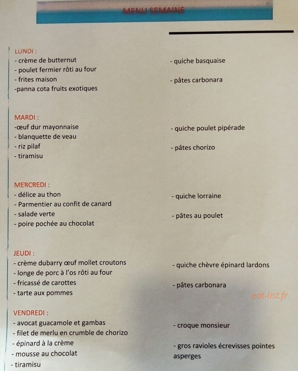 Chez Paqui — carte page 1