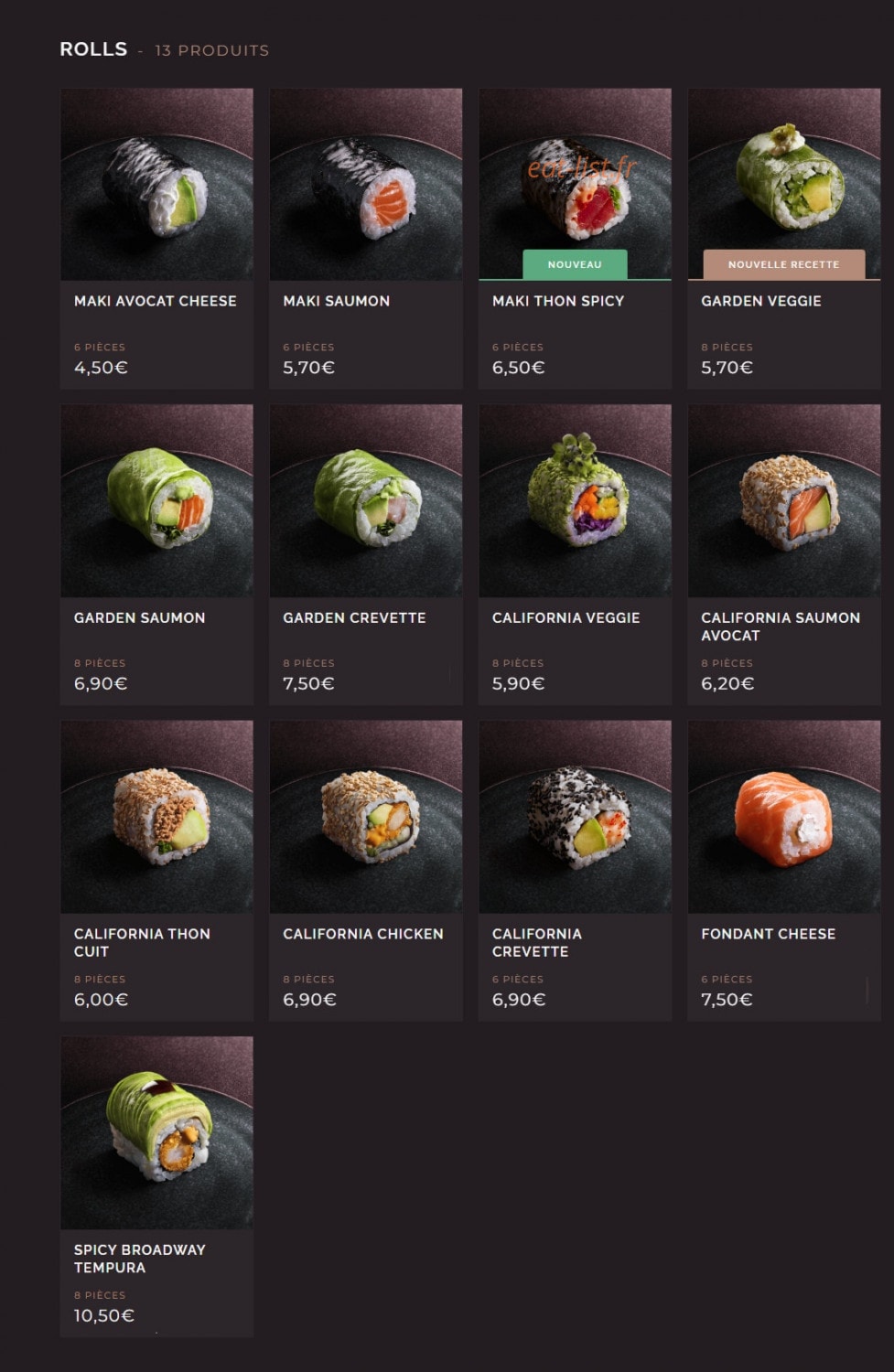 Côté Sushi — carte page 9