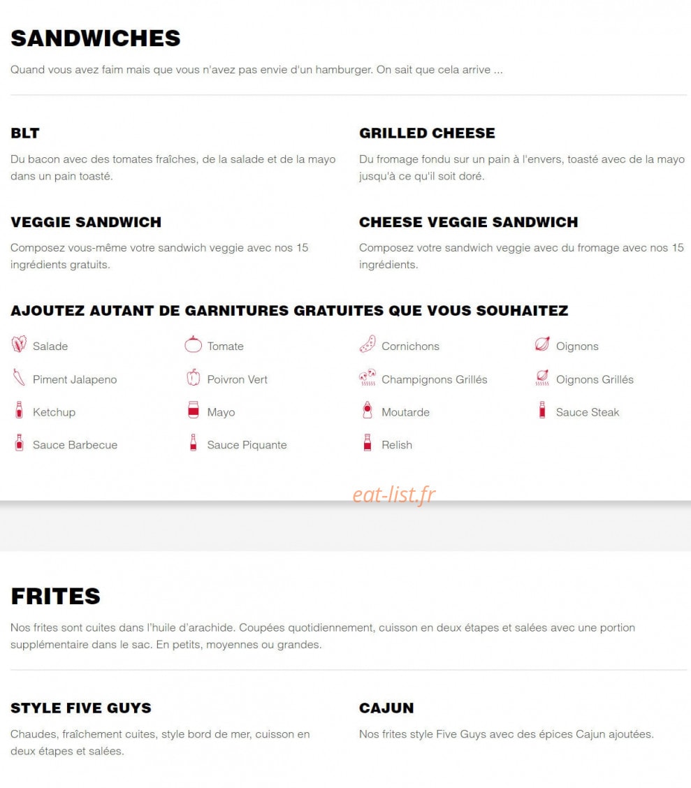 Five Guys — carte page 2