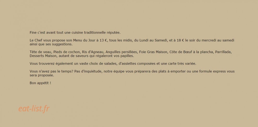 Hotel Restaurant Fine — carte page 1